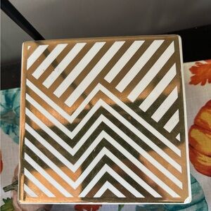 Set Of Four Gold and White coasters